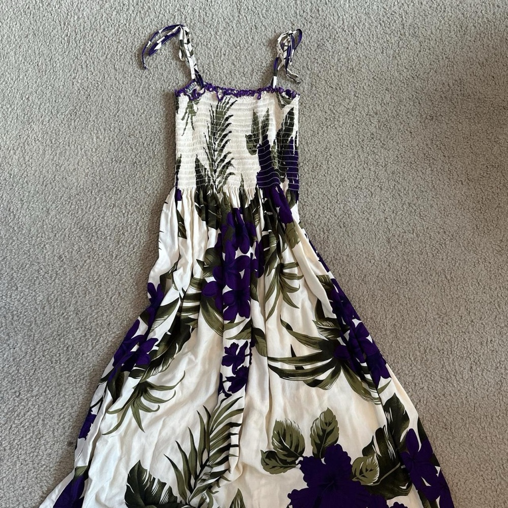 Floral Maxi Dress with Purple and Green Design